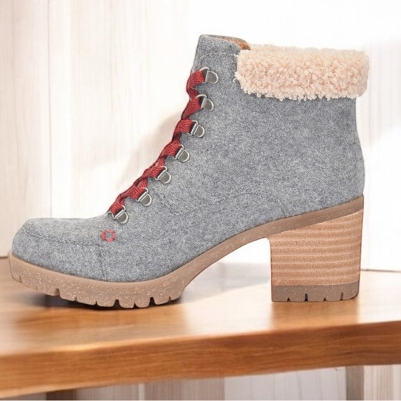 New KORK-EASE Evie Heeled Lace-Up Boots Grey Wool Fabric Size 9 - Picture 3 of 7